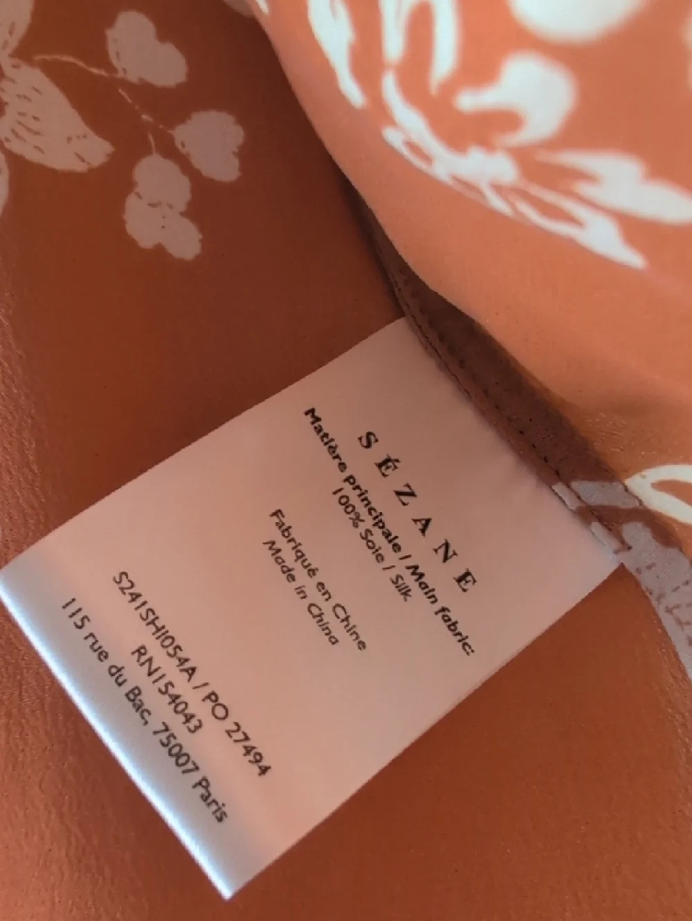 Sezane NWT Ann Orange Floral Silk Blouse - Picture 5 of 6